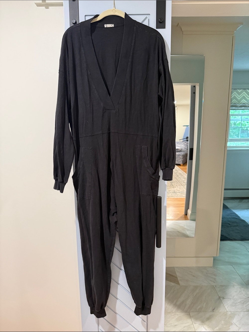 FP Movement by Free People Black Long-Sleeve V-Neck Jumpsuit